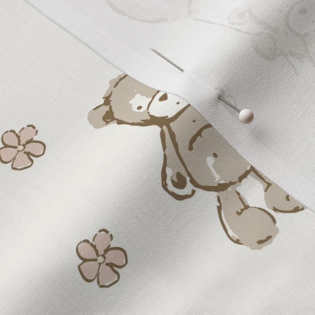 Spoonflower Fabric - Teddy Bear Pink Balloons Shower Small Scale Printed on Petal Signature Cotton Fabric by The Yard - Sewing Quilting Apparel Crafts Decor