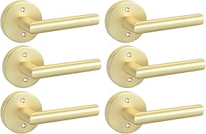 Amerdeco 4 Pack Privacy Door Handles,Brushed Gold Door Handles Interior
