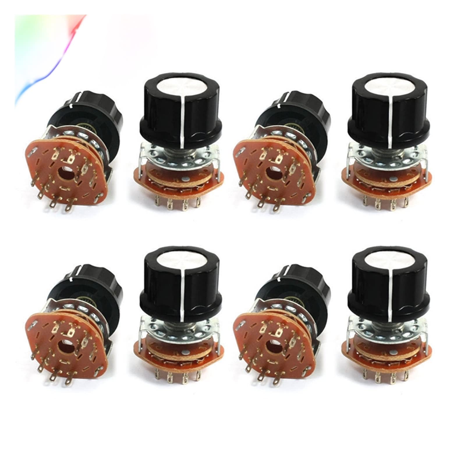 Potentiomètre 10 broches 2P4T commutateur rotatif avec arbre moleté 6mm pour microswitch 8pcs