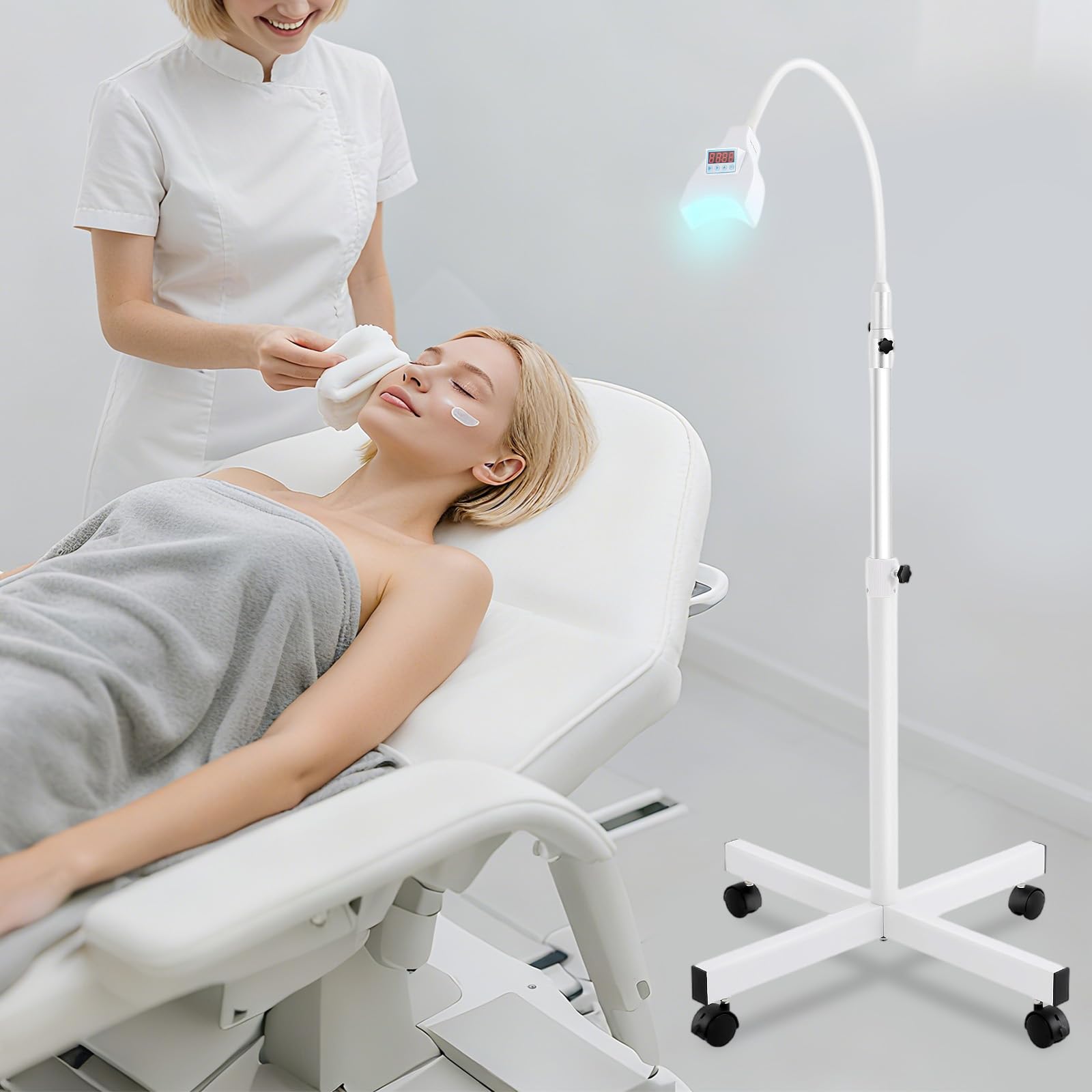 Lámpara de blanqueamiento dental, altura regulable, dispositivo de blanqueamiento dental portátil, con refrigeración por aire centrífuga y pantalla táctil para clínicas, hospitales