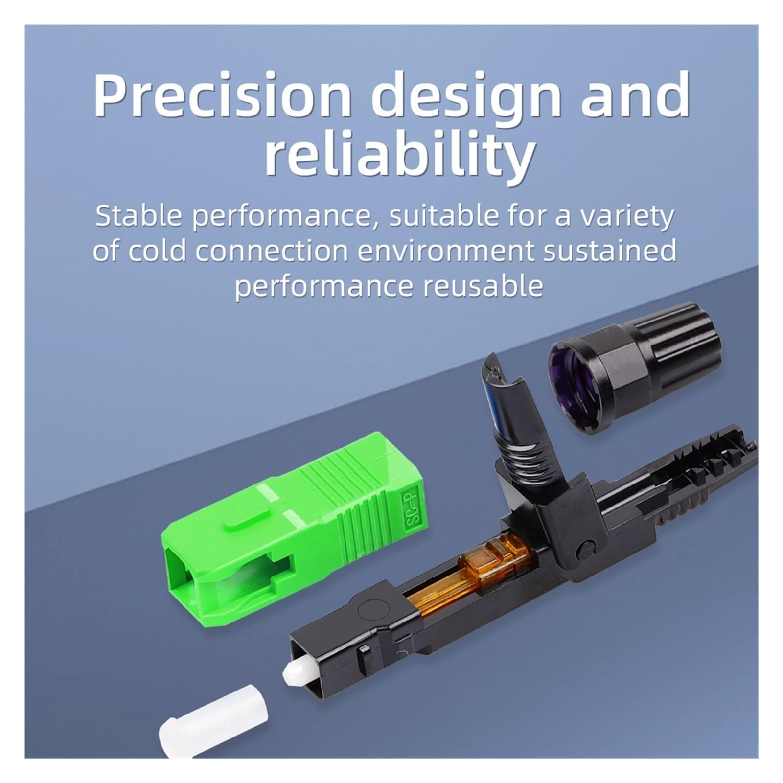 Connecteur rapide à fibre optique intégré SC APC, adapté à l'outil de connexion d'adaptateur de coupleur à froid de fibre de fusion réutilisable FTTH(100pcs)