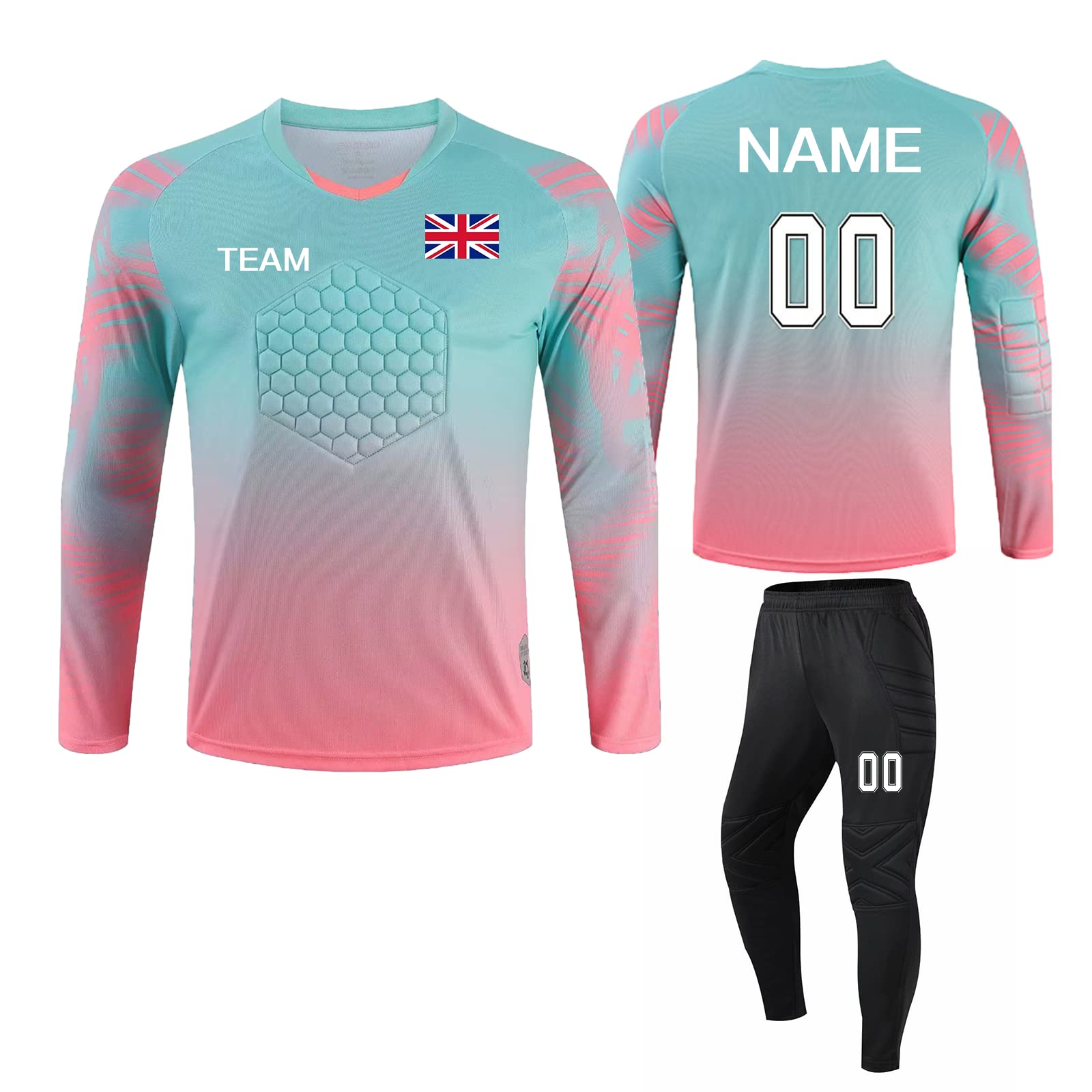 Personalised Football Goalkeeper Tops & Pant with Any Name Number Team Logo Personalised Goalie Jersey for Kids Adult