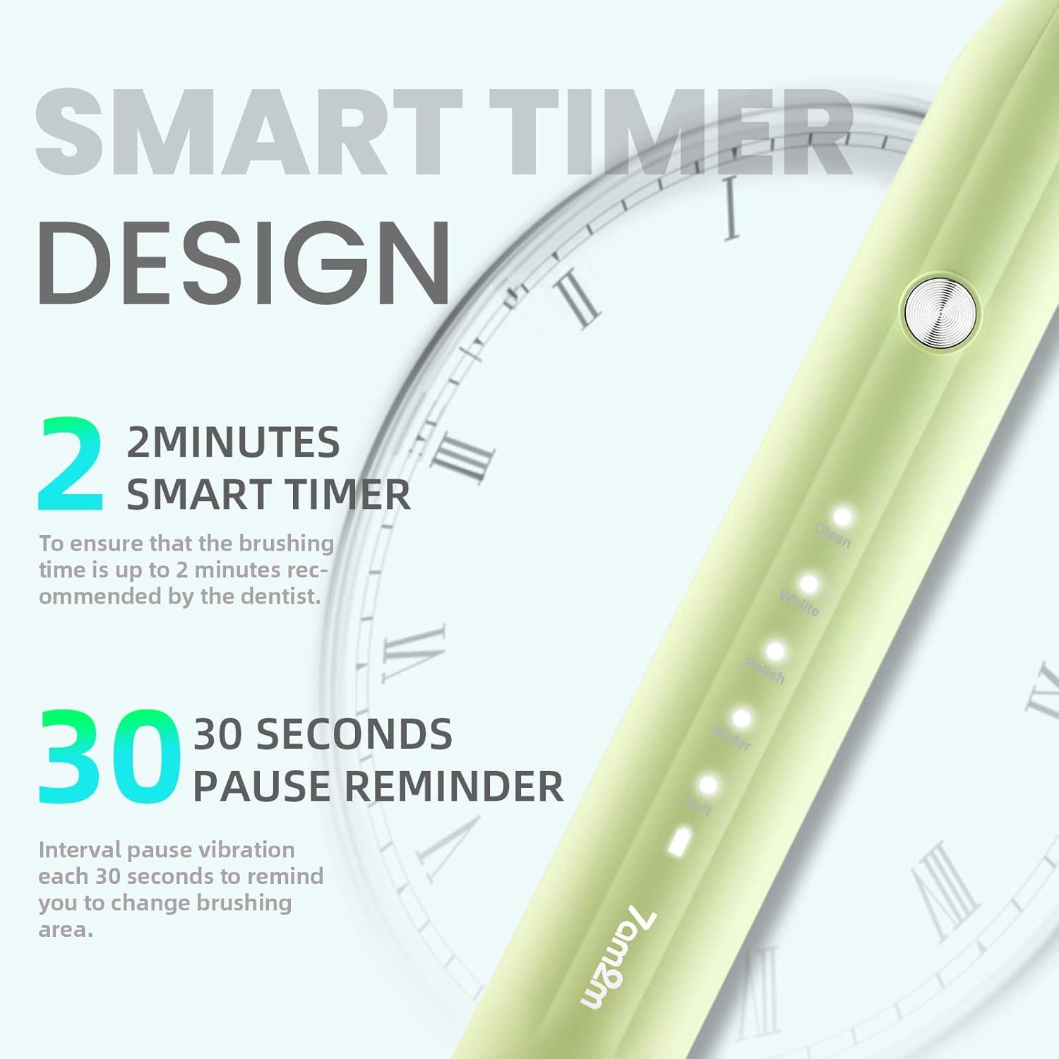 7AM2M Sonic Electric Toothbrush for Adults and Kids with 8 Brush Heads and Travel Case,5 Modes with 2 Minutes Built in Smart Timer - Image 4