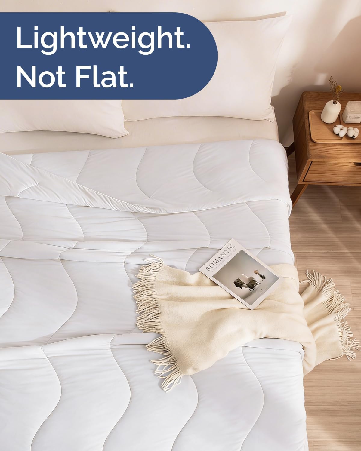 Cooling Comforter Full/Queen Size - Cooling Blanket for Hot Sleepers and Night Sweats - Summer Comforter for Full & Queen Size Beds - Soft, Comfy, Breathable Cold Blanket for Sleeping - 90x90 (White)