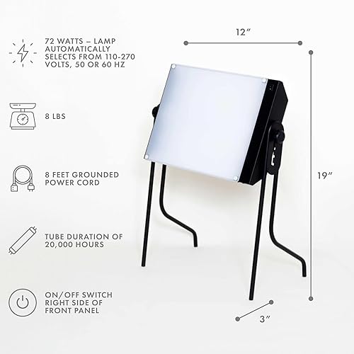Miniatura 5 de Northern Light Technologies Boxelite OS - Lámpara de terapia de luz de 10000 lux, luz de terapia ajustable de espectro completo para mejorar el