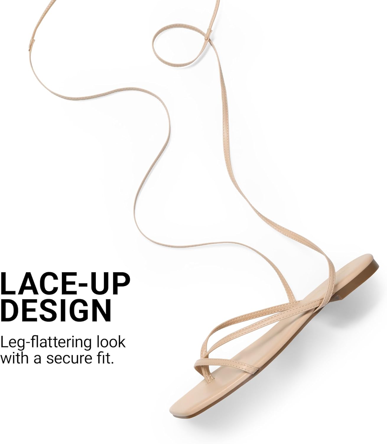 DREAM PAIRS Womens Strappy Flat Sandals - Comfortable Lace Up Gladiator Dressy Sandals, Square Toe Tie Up Walking Sandal, Summer Wrap Up Vocation Sandal Mermaid Shoes - Image 5