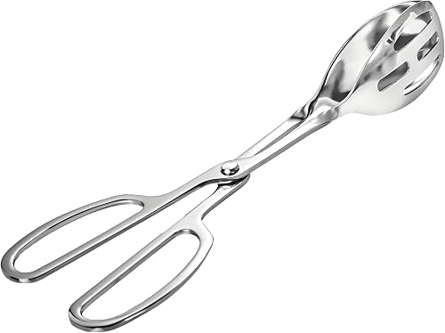 Thickened Stainless Steel Kitchen Tongs - 10 Inch Stainless Steel Salad Tongs for Cooking, Serving, Baking, BBQ, Buffet, Scissor Design