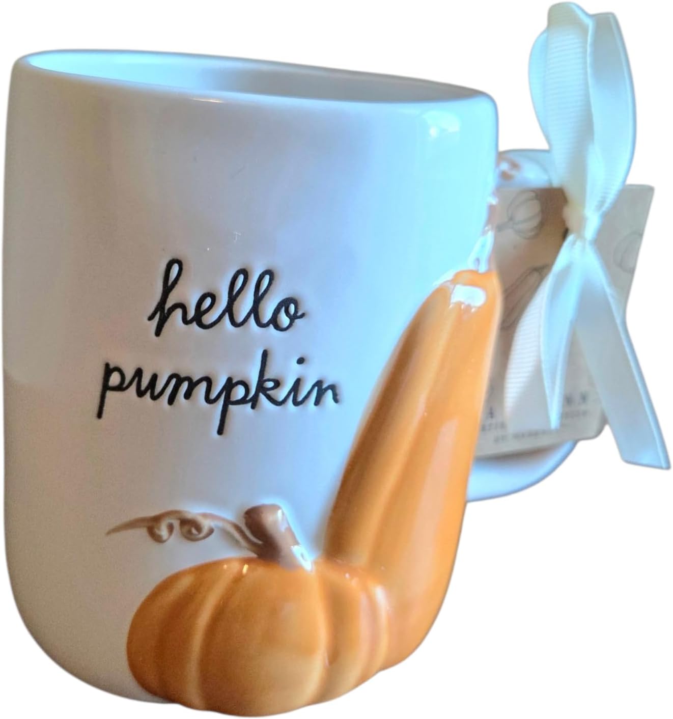 Rae Dunn Hello Pumpkin ceramic coffee mug. Autumn mugs.
