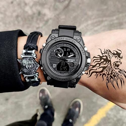 Miniatura 5 de AIMES Mens Watches Sports Outdoor Waterproof Military Watch for Men Tactical Watch Analog Digital Date Alarm Stopwatch Multi-Function Tactics Big