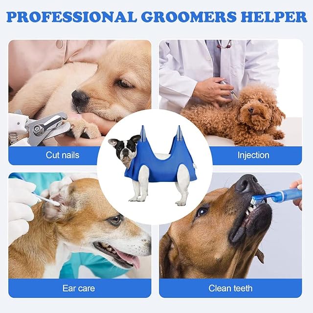Foto 7 de 7 de Namvo Pet Grooming Hamaca, Dog Cat Hammock Helper Restricción Bolsa Arnés para Colgar para Cortar u?as Pet…