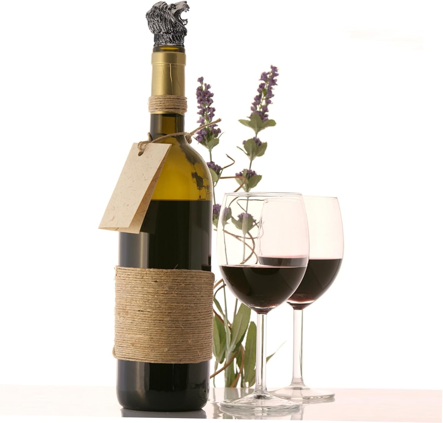 Mikinona Creative Lion Head Wine Bottle Stopper Decorative Animal Shape Wine Pourer Spout Metal Aerator for Parties and Weddings