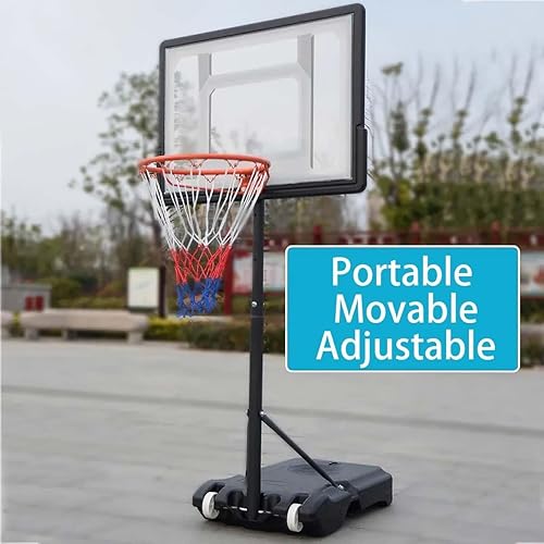 Miniatura 7 de Sistema de portería de baloncesto portátil con altura ajustable para interior y exterior