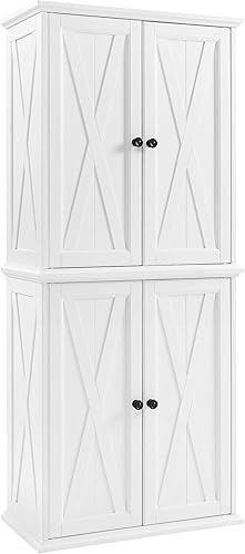 Miniatura 14 de Crosley Furniture Clifton - Armario de almacenamiento apilable para despensa con estantes, cocina, comedor o lavandería, color blanco envejecido