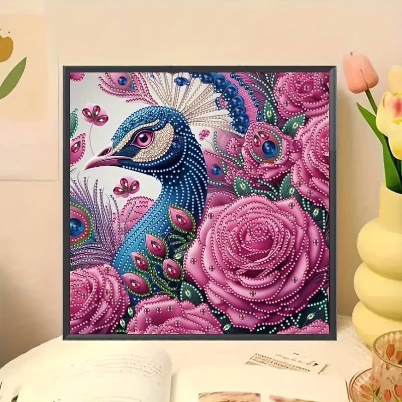 TREXEE Peacock Diamond Art Kit - 5D DIY Crystal Embellishment, Special Shaped Mosaic Craft, Frameless Canvas Wall Decor for Home & Office (30x30 CM)-picture-30