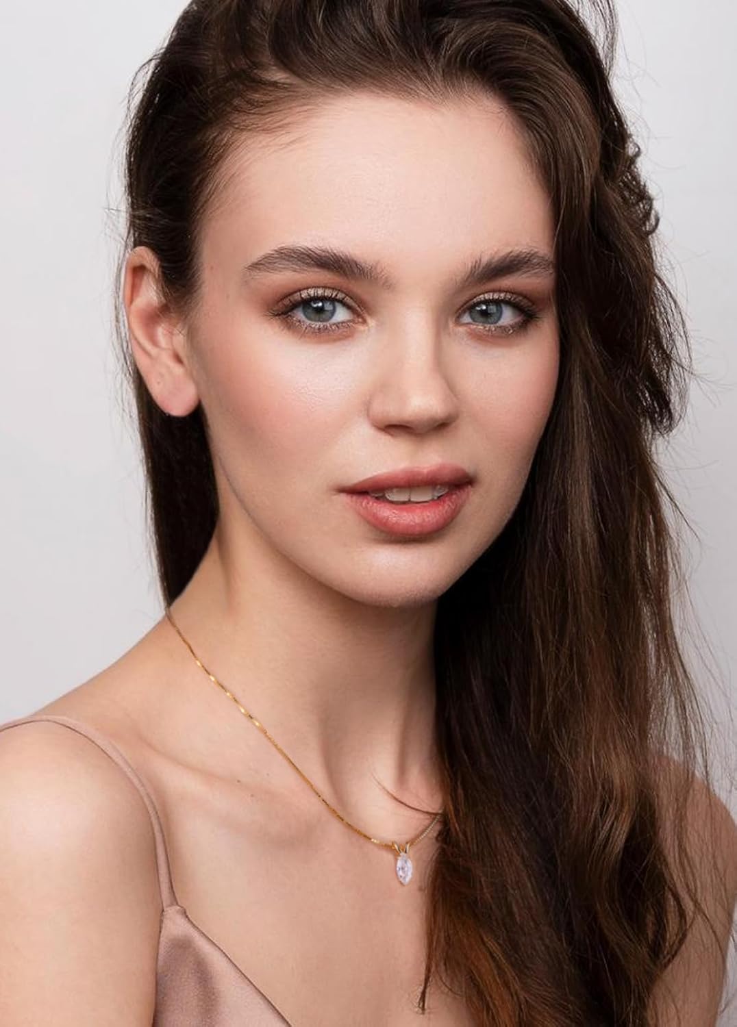 Solitaire Pendant for Women, Emerald/Square Princess/Marquise/Trillion Cut CZ Necklaces, 18K White and Gold-plated 925 Sterling Silver Ideas Gift, Jewelry Box Packed