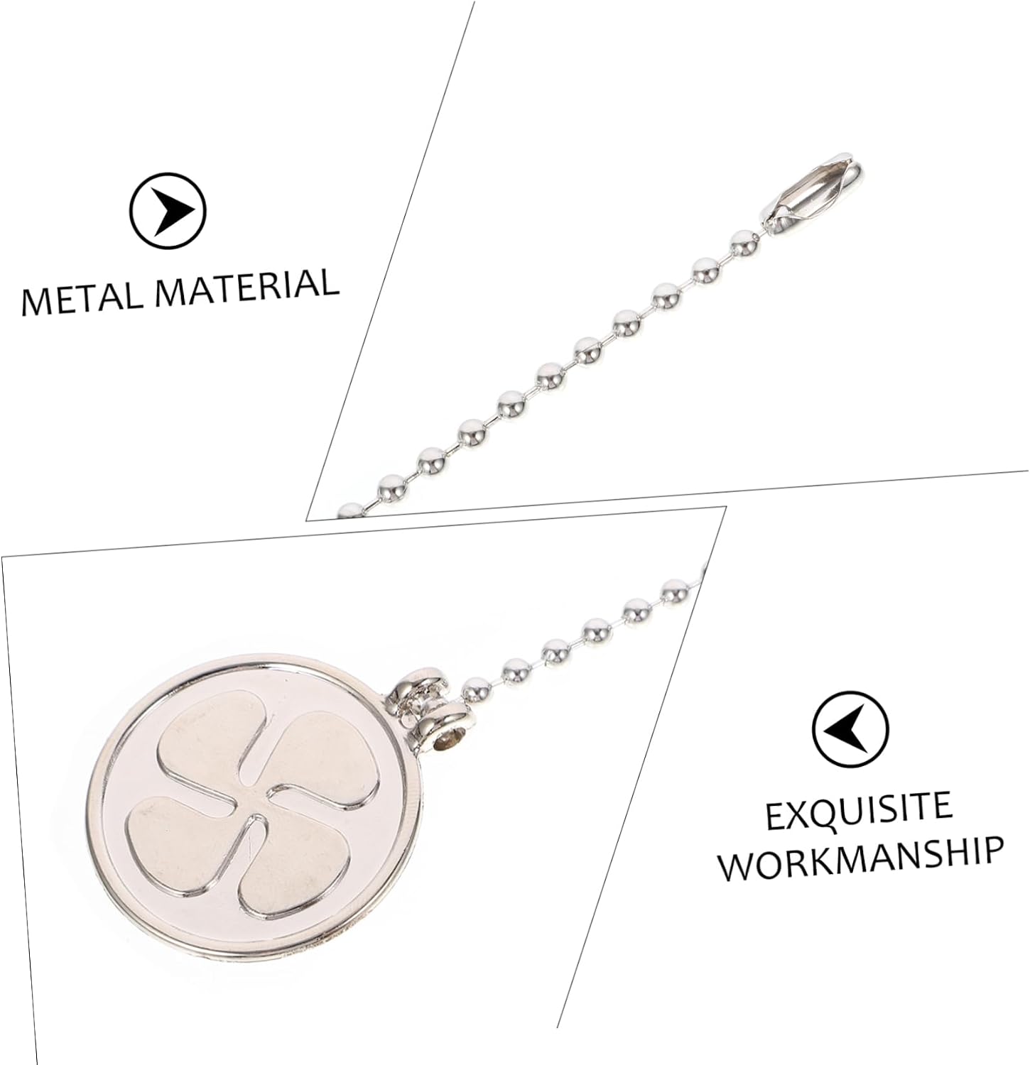 Ciieeo 2pcs Metal Ceiling Fan Pull Chain Extension Stylish Hanging Light Pull Chain for Easy Access to Fans and Lights Chic Home Decor Silver Finish