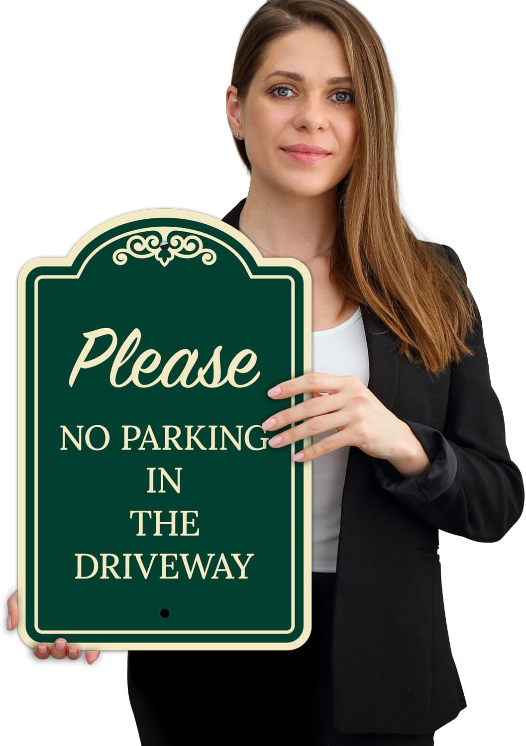 Please No Parking in Driveway Décor Sign, Green Dark, 12x18 Inches, ACM, Fade Resistant, Made in USA