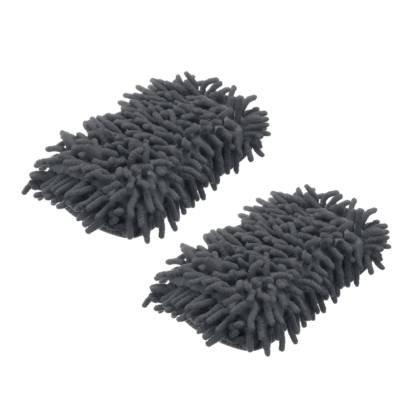 Éponge de lavage de voiture en microfibre chenille grise sourcing map Lot de 2