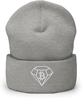 Bitcoin Diamond Cryptocurrency Logo Hat (Embroidered Cuffed Beanie) Heather Grey