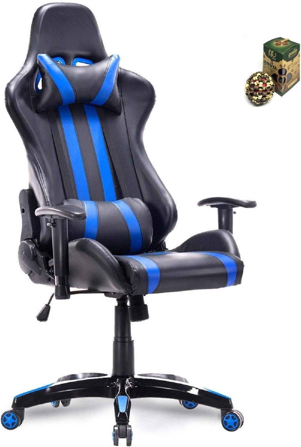 Racing Style High Back Reclining Gaming Chair Blue by SpiritOne
