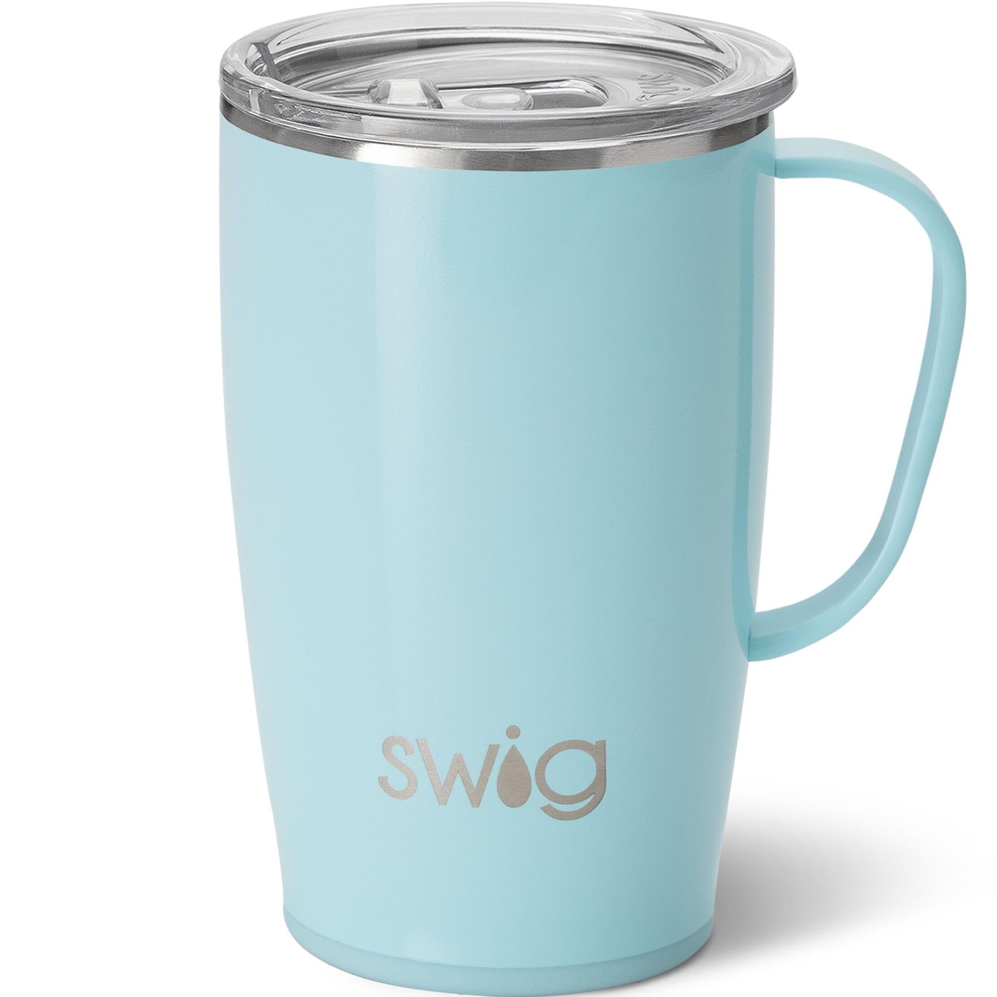 Swig - Tazza da viaggio da 510 ml, tazza termica con manico e coperchio, adatta al portabicchieri, lavabile in lavastoviglie, tazza da caffè isolata in acciaio inox con coperchio e manico