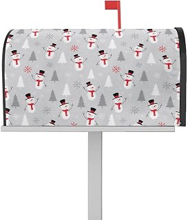 Mailbox Cover Magnetic Christmas Snowman Winter Snowflake Seamless Mailbox Covers Standard Size 21x18in,Mailbox Covers Wrap Post Letter Box Cover for Garden Yard Outdoor Decor Christmas Tree on Grey