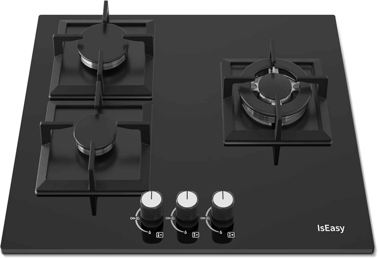Plaque à Gaz 3 Feuxs Encastrable, Plaque de Cuisson Gaz 3 Feuxs Verre