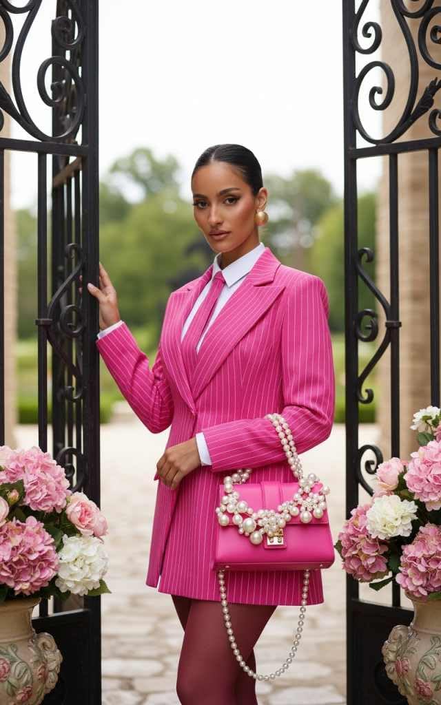 Pinstripe Blazer Dress for Women Sexy Elegant V Neck Bridesmaid Dresses 1 Button Work Office Blazer Jacket with Tie