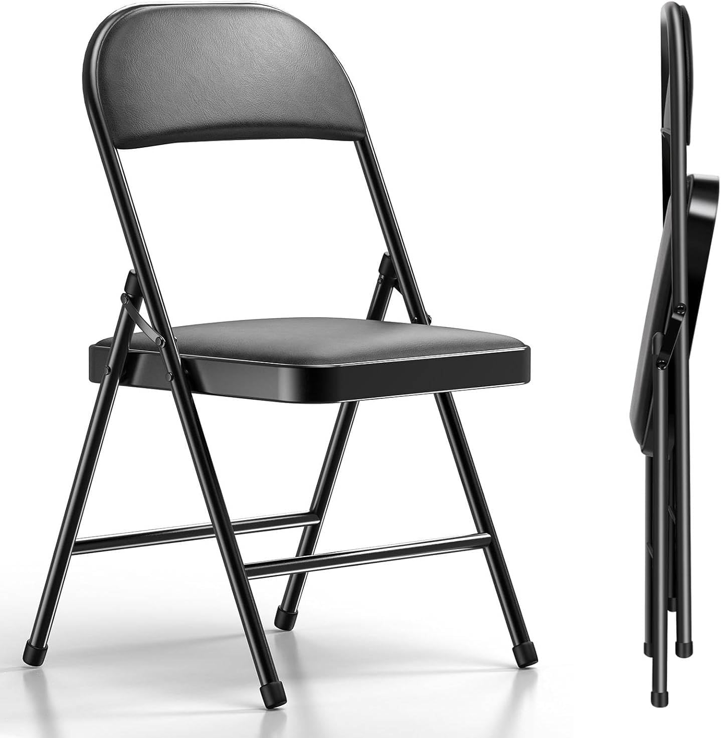 MOMENT Folding Chair With Padded Seats Foldable Multi Functional Portable Chair For Home Dining Office Balcony Outdoor Fishing, Black