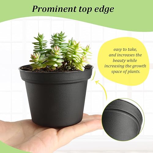 Vista 11 de Paquete de 100 macetas redondas pequeñas de 2.5 pulgadas para plantas de semillero para suculentas, macetas de vivero hechas de material PP de grado