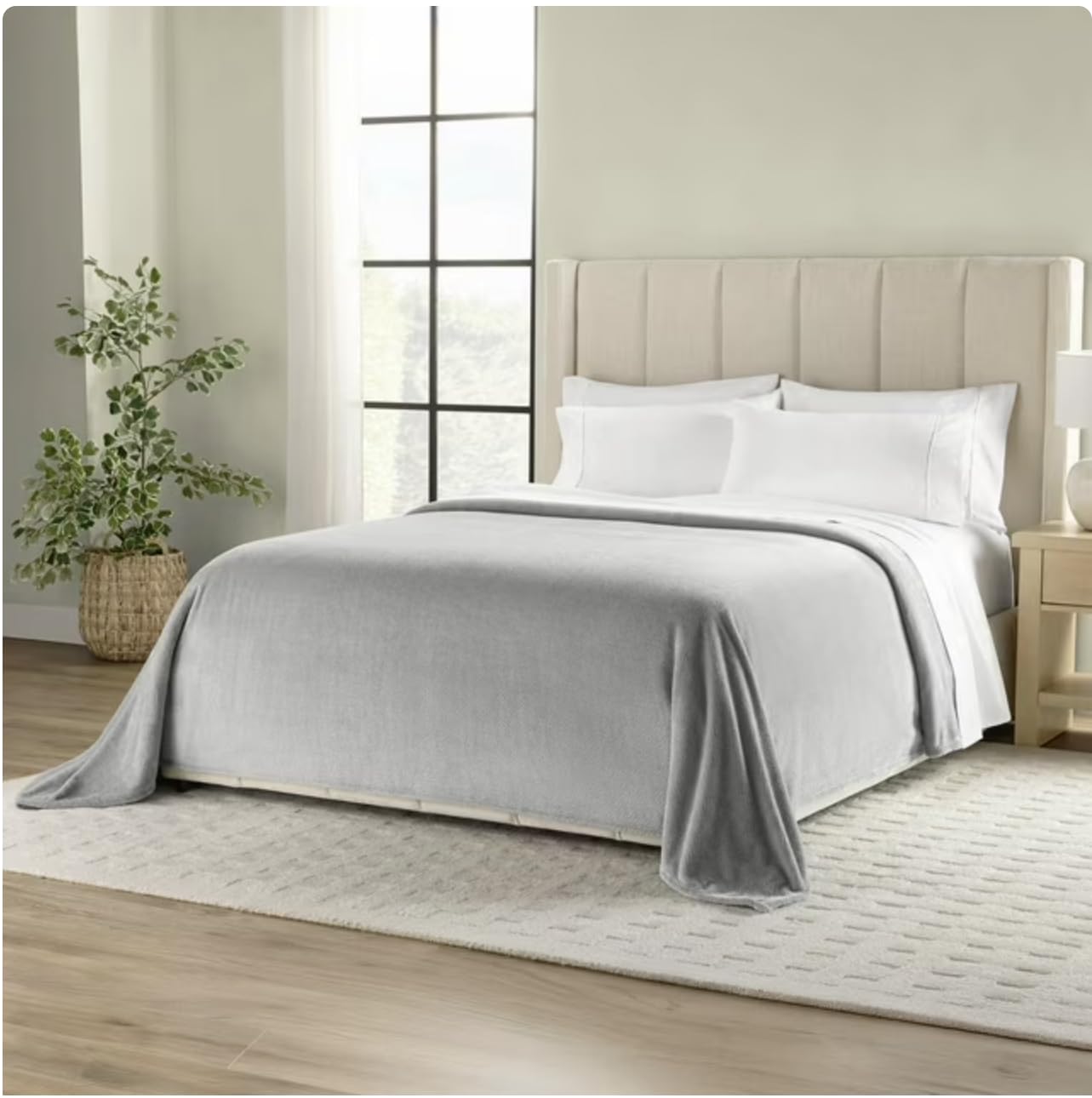 Cloud Plush Blanket Fits Queen & King Beds (106 in W X 94 in L) (Soft Silver)