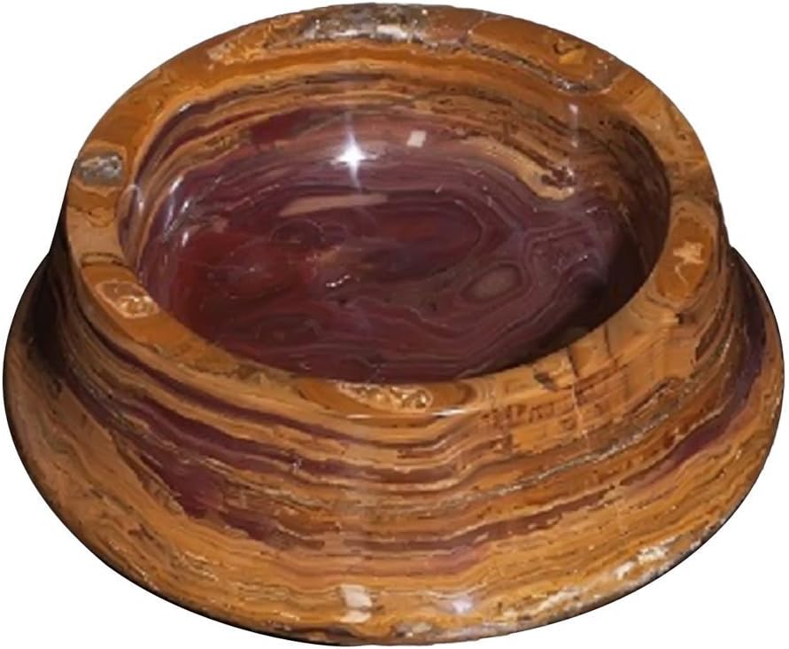 Polished Marble Food / Water Pet Bowl for Cats and Dogs, Amber