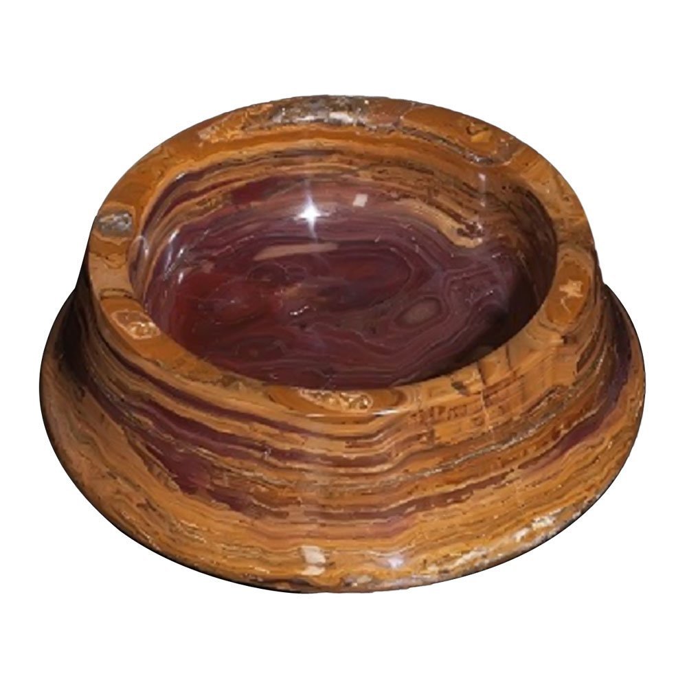 Polished Marble Food / Water Pet Bowl for Cats and Dogs, Amber