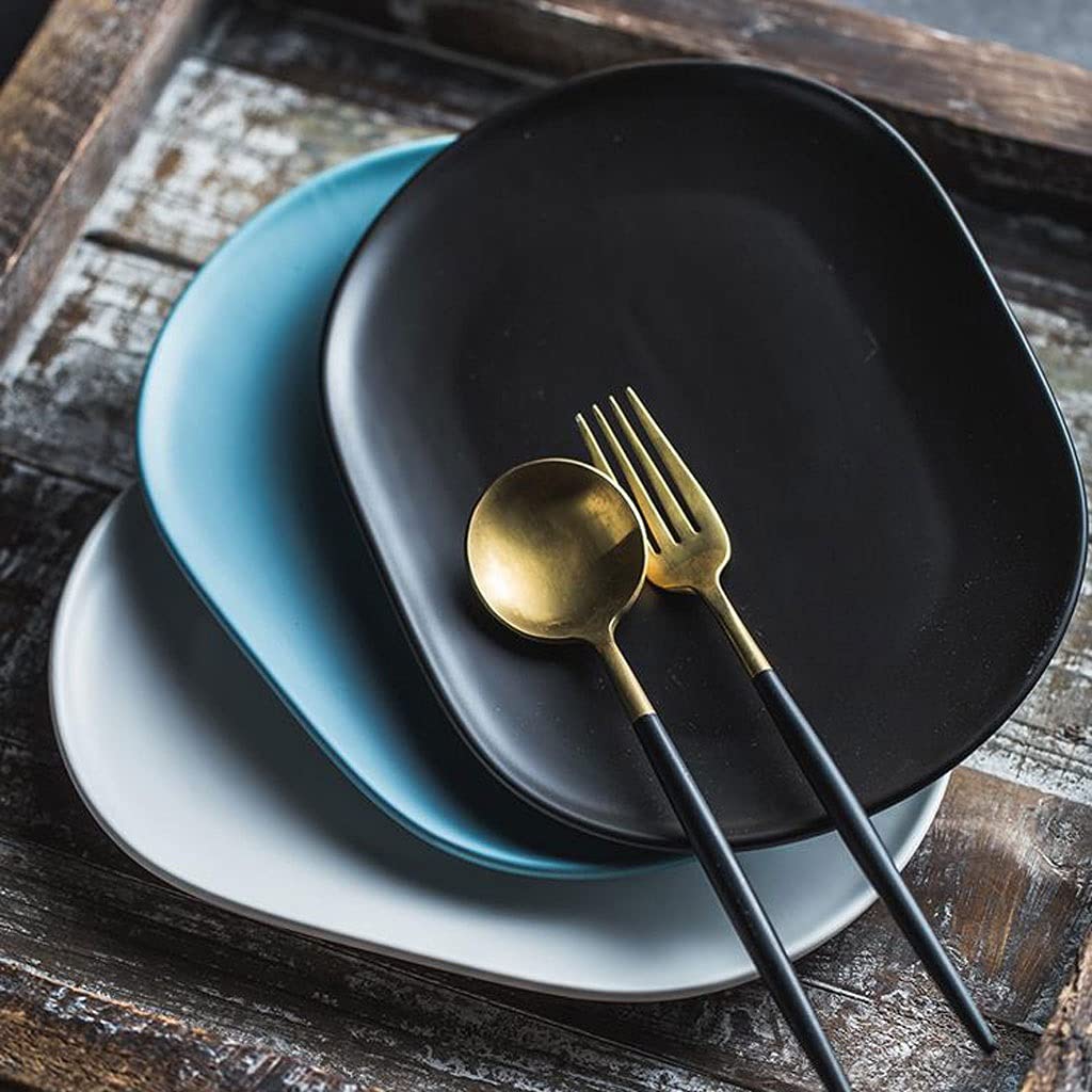 Piatti da Porzione per Brunch Piatti ceramici ceramici creativi Piatti grandi Piatti 10 pollici Elegante Ovale opaca Ovale per la pasta Bistecca Dessert e Antipasto Piatti Dinnerware Per Antipasto, Ce
