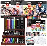 Arteza Art Set, Includes Assorted Watercolors, Graphite and Colored Pencils, Oil Pastels, Fineliner Pens, Brushes, White Gel Pens, Mixed-Media Paper, Art Supplies for Professional and Hobby Artists