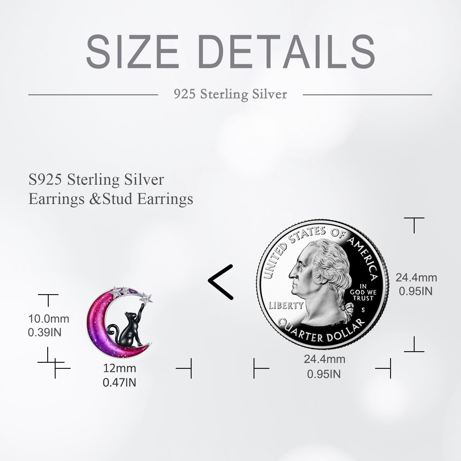 POPLYKE Mond Ohrstecker Katze Ohrstecker für Damen 925 Sterling Silber Katze Ohrringe für Mädchen Mond Schmuck Geschenke