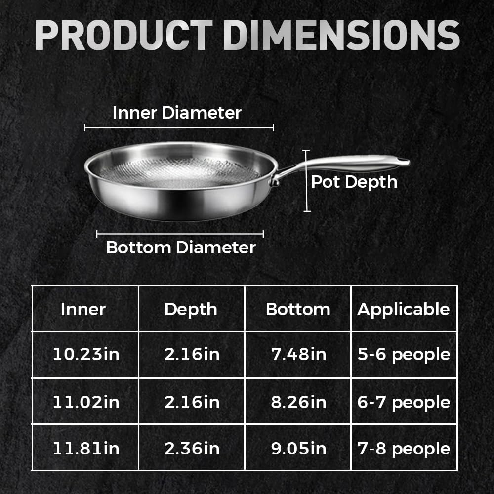 Titanium Pan, 2026 Upgrade 12" Non Stick, 100% Pure Titaniums Pans with Lid, Extreme Heat-Resistant & Lasts a Lifetime, Titanium Frying Pan for All Stovetops (10.23in, No Lid)