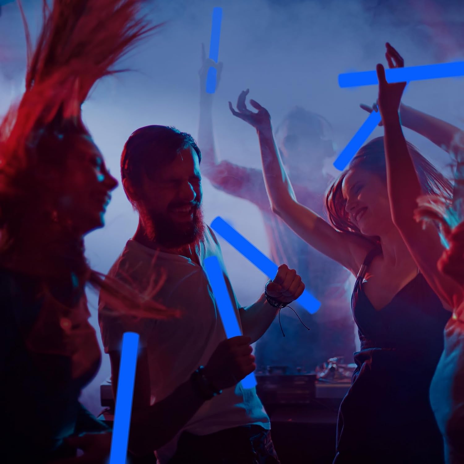 Blue Glow Foam Wands, 36 Pcs Giant LED Light Up Sticks 3 Modes Flashing Baton Wands Party Supplies for July 4th, Raves,Concert,Birthday, Halloween,Sporting Events