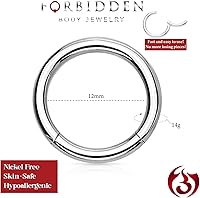 Vista 15 de Forbidden Body Jewelry - Piercing para la nariz de acero quirúrgico 316L con bisagra, 14G, 16G, 18G, diámetro de 15/64, 5/16, 25/64, 15/32 pulgadas
