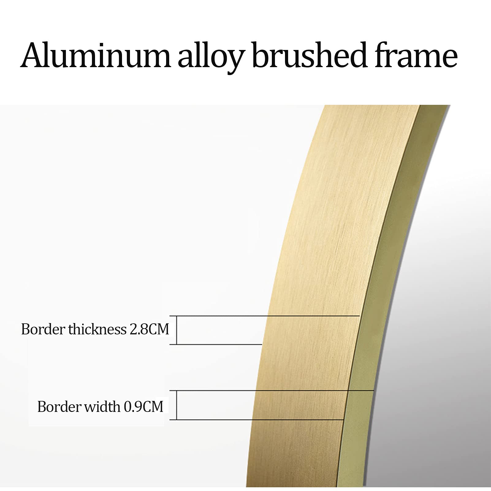 Specchio da Parete Rotondo Classico con Cornice in Lega di Alluminio, Specchio Moderno sospeso per Il Bagno sul lavandino e sul muroMetallic,50cm