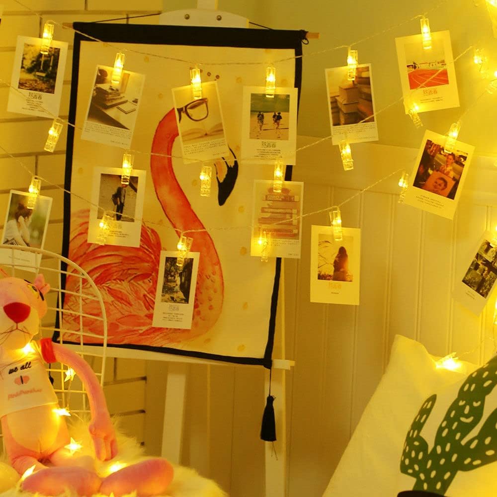 Led Photo Clip Remote String Lights, 40 LEDs Fairy Twinkle String Lights, Wedding Party Home Decor Lights for Hanging Photos, Cards and Artwork (14 Feet, Warm White) Led Photo Clip Remote String Lights, 40 LEDs Fairy Twinkle String Lights, Wedding Party Home Decor Lights for Hanging Photos, Cards and Artwork (14 Feet, Warm White)