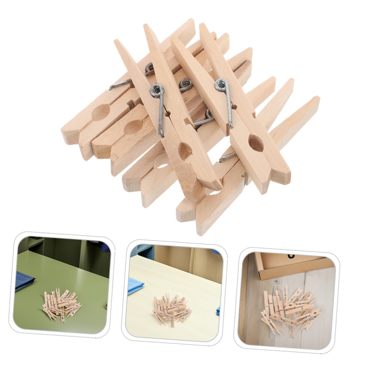 ABOOFAN 150 Piezas Pinzas de Madera para Ropa sin Pintar Antideslizantes para Manualidades Fotos Colgar Ropa Pinzas para Tendedero Prueba de Viento