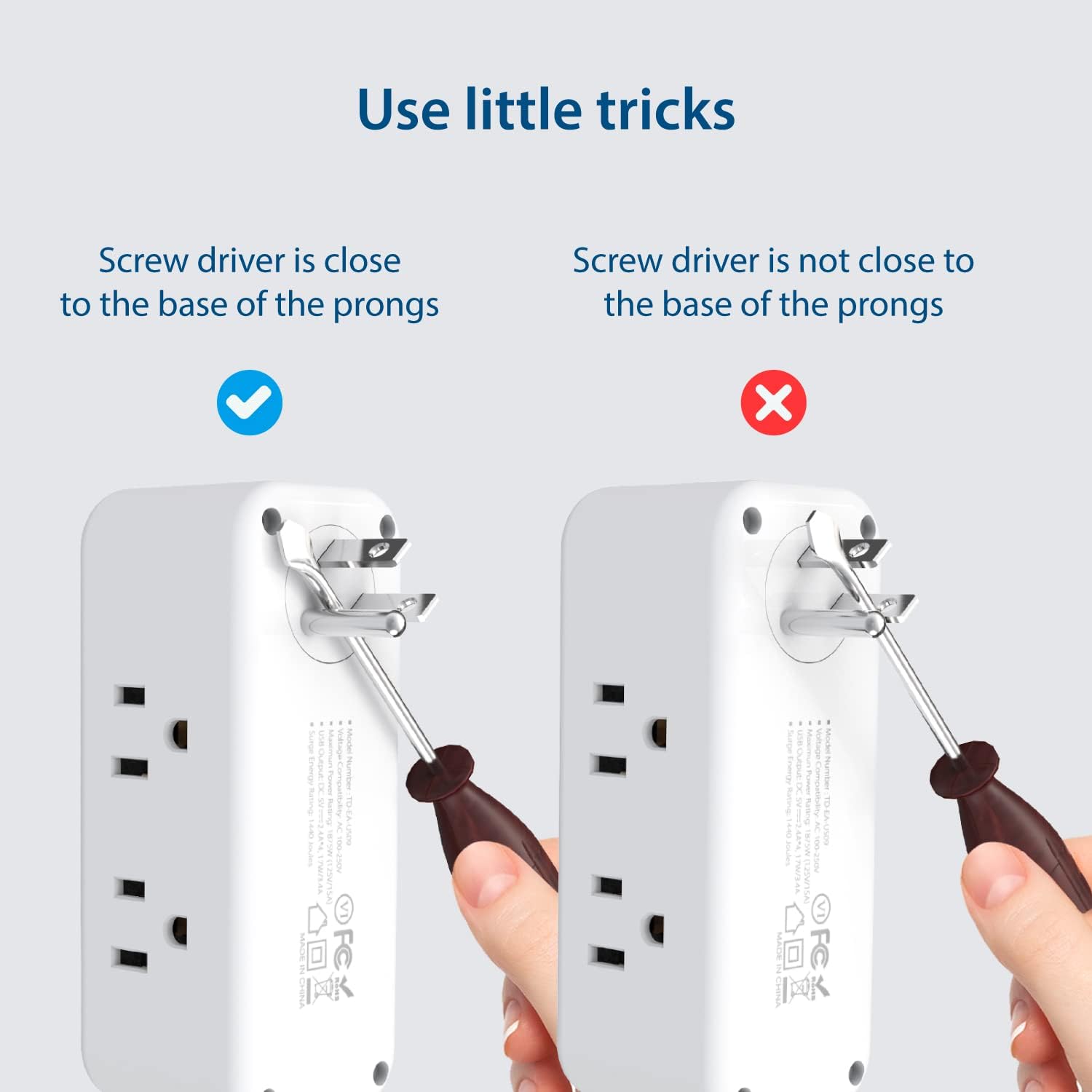 Outlet Extender Surge Protector USB - TROND Multi Plug Outlet Splitter with 360° Rotating Plug, 6 AC Outlets, 2 USB A Ports, 1 USB C, Wall Plug Extender, Power Switch, 1440J, 3-Side Power Strip, White