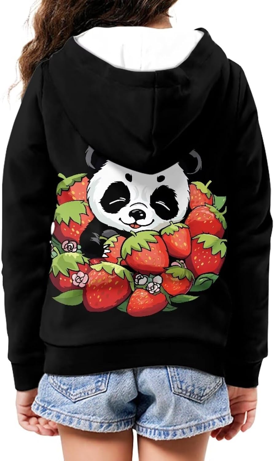 AmzPrint Zip Up Hoodie For Girls Cute Cartoon Print Casual Hooded Sweatshirt Fall Winter Jackets With Pocket Size 6-16