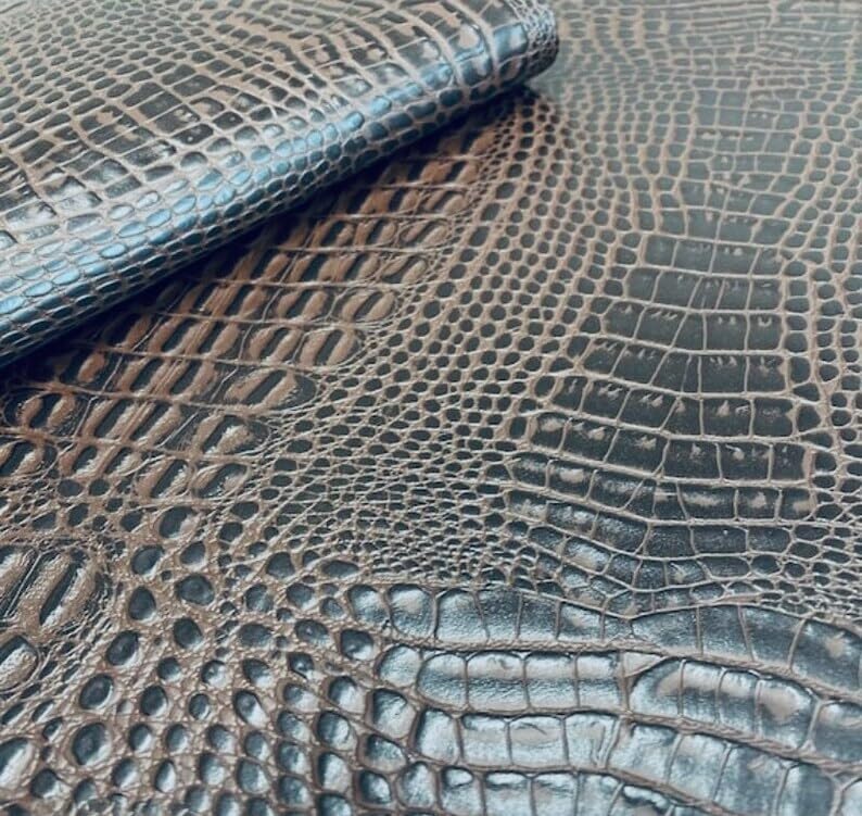 Luvfabrics Vinyl Faux Leather Marine Gator Fabric - Sold by The Yard - 54" (Green)