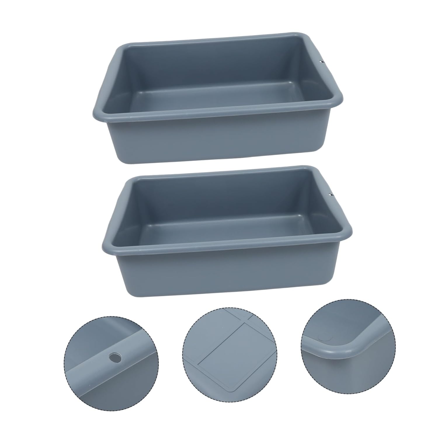 2pcs Large Volume Storage Utility Tote Bus Dish Basin Pans Sturdy Plastic Construction