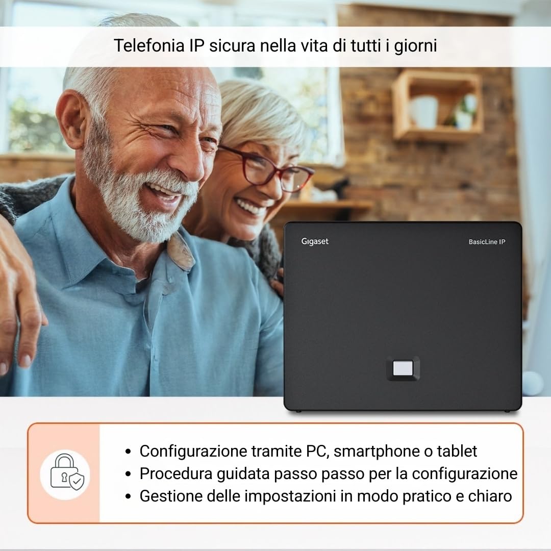 BasicLine IP + COMFORT 500HX – Base per telefonia via Internet, abbinata a un ricevitore HX, qualità vocale HD, Made in Germany, argento-nero [Compatibile in DE, IT, FR, NL, BE, ES, CHE]
