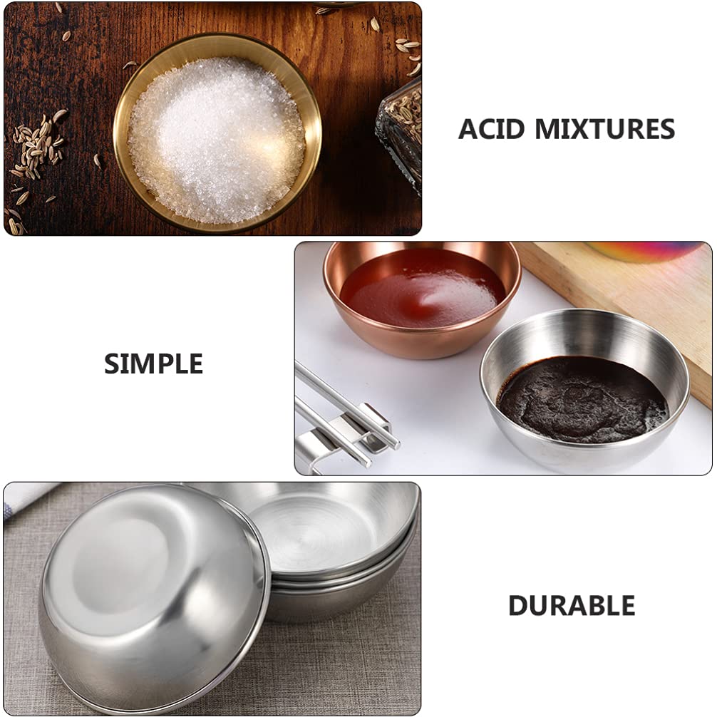 Pezzi In Acciaio Inox Rotondo Piccolo Piatto Dorato Salsa Condimento Casa Ristorante Cucina Soia~p123645308