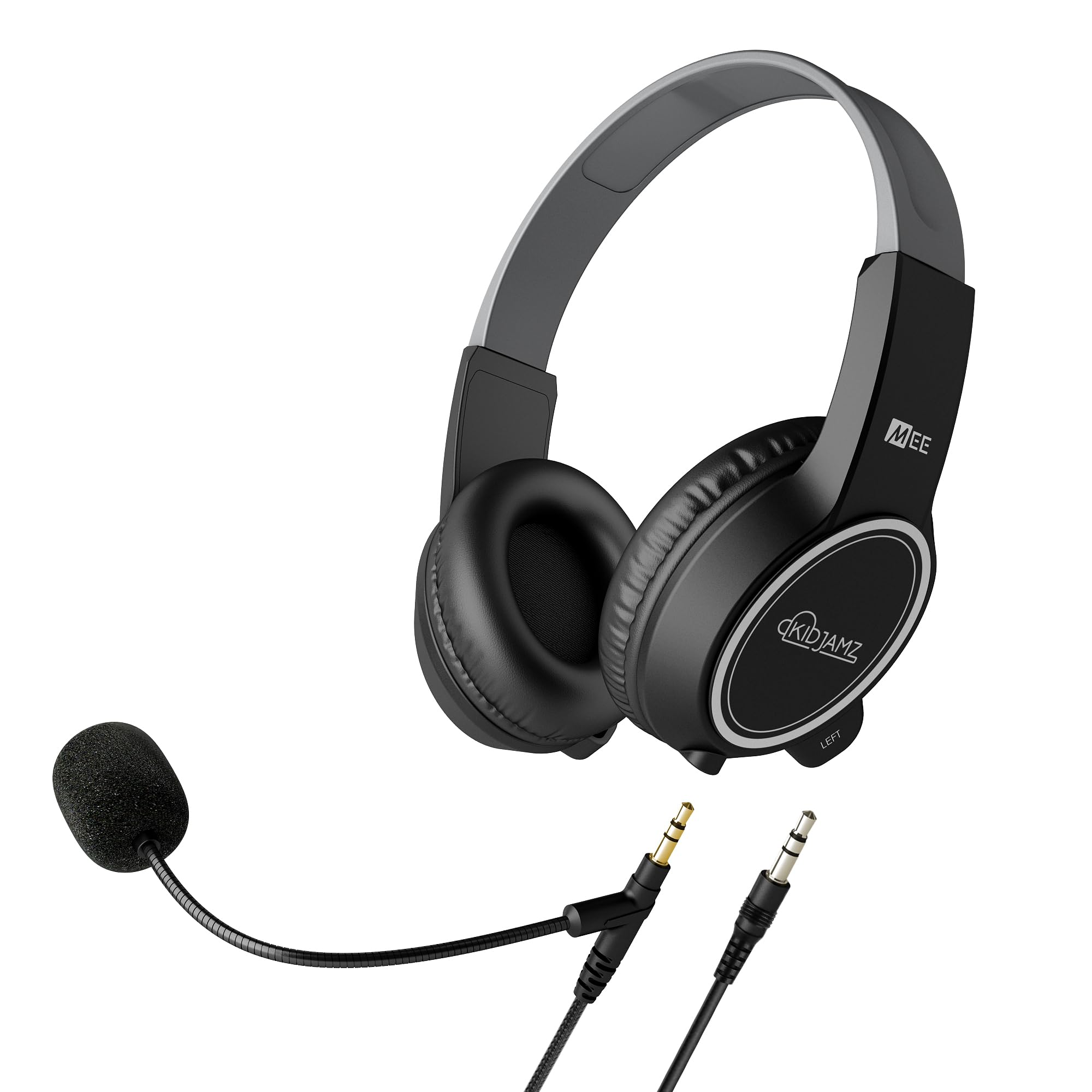 MEE audio KidJamz 3 Kids Safe Listening Stereo Headphones with Volume Limiter & Boom Microphone, Adjustable On-Ear Headset with 3.5mm Jack & Mute Switch for Online Learning/School/Travel/Tablet,Black-image-11