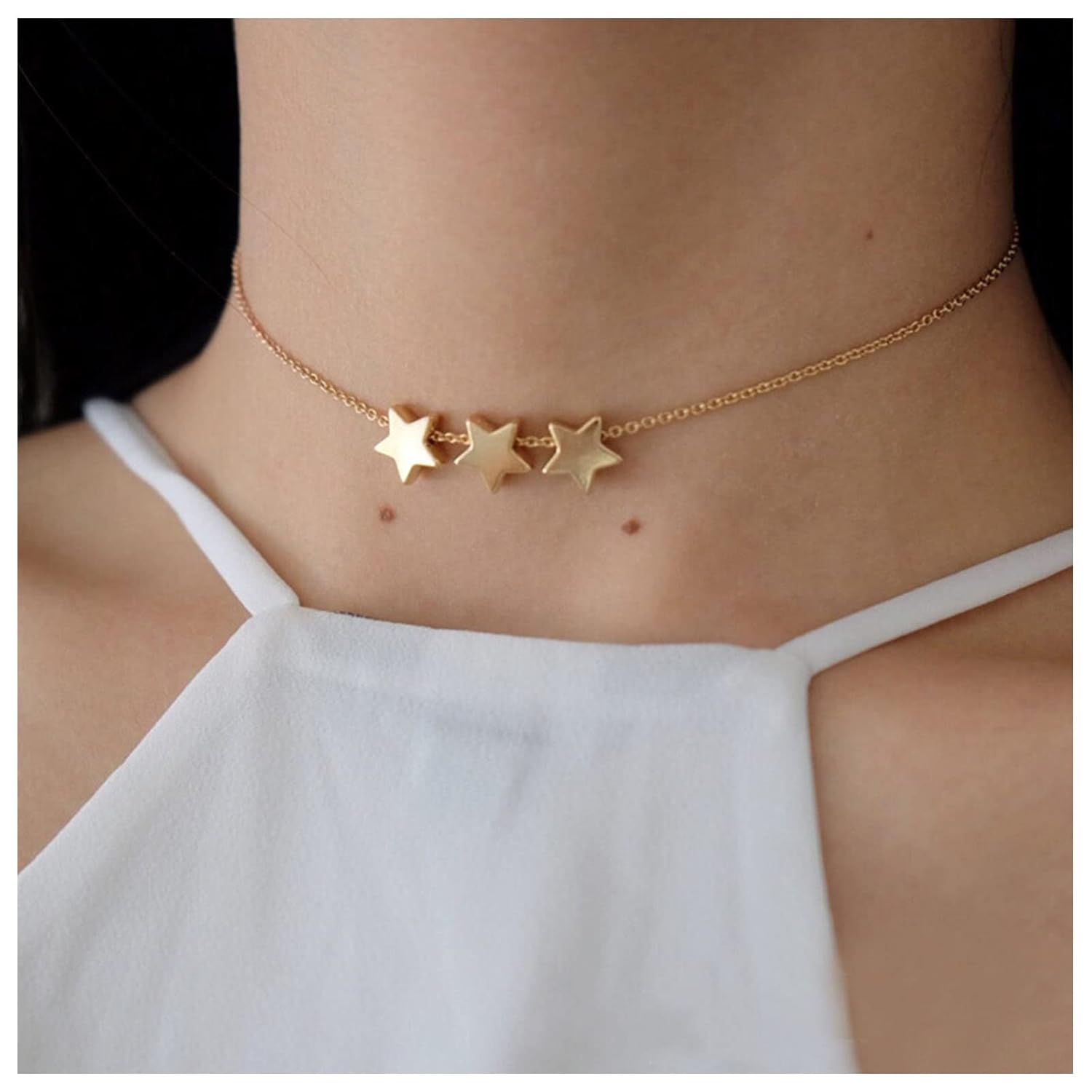 Andelaisi Boho Star Choker Necklace Gold Triple Star Necklace Choker Vintage Star Chain Necklace Minimalist Star Necklace Jewelry for Women - Image 2